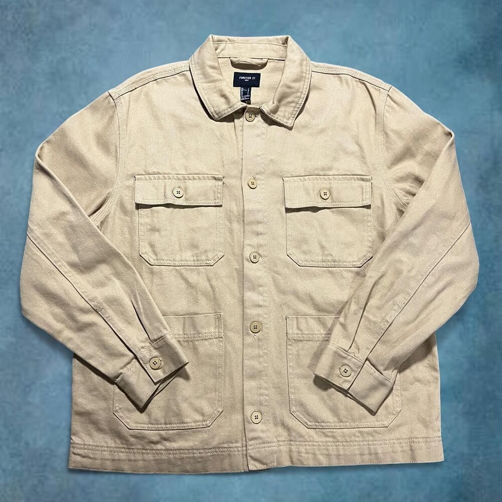 Men’s tan utility jacket forever 21